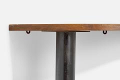 French Designer Console Table with Oak and Cast Iron France 1950s - 4775791