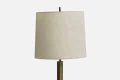 French Designer Floor Lamp with Brass and Parchment France 1950s - 4784062