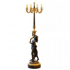 French Gilt And Patinated Bronze Floor Lamp In The Louis XVI Style France - 4781002
