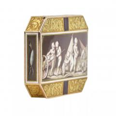 French Gold Snuffbox With Enamel Grisaille Military Games Of Putti France - 4781680