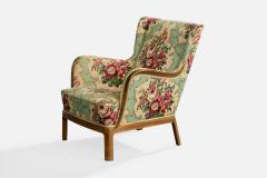 Frits Henningsen Lounge Chair with Wood and Fabric Denmark 1940s - 4766241