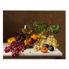 GOTTFRIED SCHULTZ Still life with Wine Fruits and a Fly on Marble Table Gottfried Schultz - 4458131