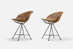 Gastone Rinaldi Stools with Rattan and Lacquered Metal for RIMA Italy 1950s - 4766269