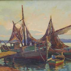 Georgy Alexandrovich Lapshin 1885 1950 Fishing Boats France 1930s - 4781307