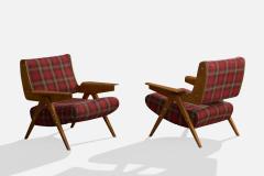 Gianfranco Frattini Lounge Chairs with Plywood and Fabric Italy 1950s - 4766567