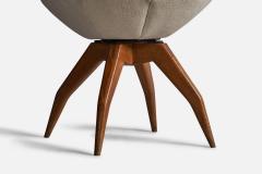 Gio Ponti Attribution Stool with Walnut Fabric Italy 1950s - 4772969