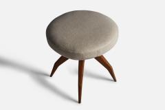 Gio Ponti Attribution Stool with Walnut Fabric Italy 1950s - 4772970