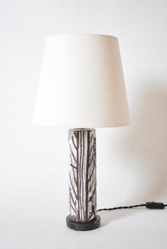 Glazed ceramic cylinder lamp with an incised pattern 1950s  - 4539860