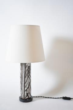 Glazed ceramic cylinder lamp with an incised pattern 1950s  - 4539862