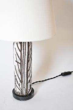 Glazed ceramic cylinder lamp with an incised pattern 1950s  - 4539864