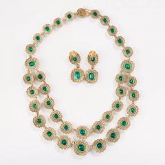 Gold Emerald And Diamond Parure In The Late Empire Style - 4780023