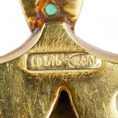 Gold Necklace With A Pagoda Pendant Featuring A Meditating Buddha  - 4780105