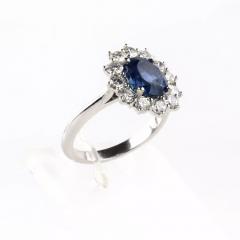 Gold Ring With Sapphire And Diamonds - 4780110