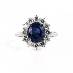 Gold Ring With Sapphire And Diamonds - 4780114