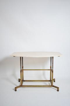 Golden iron and iron and travertine table 1970s  - 4539337