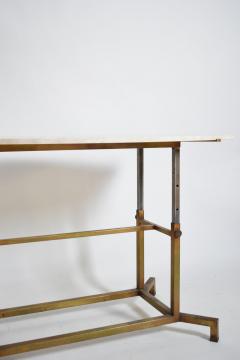 Golden iron and iron and travertine table 1970s  - 4539339