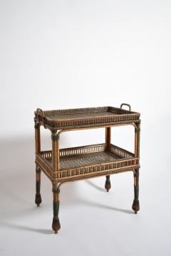 Green and natural rattan side table 1920s  - 4539281