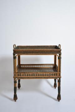 Green and natural rattan side table 1920s  - 4539283