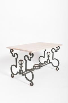 Green hammered iron coffee table 1940s  - 4539697
