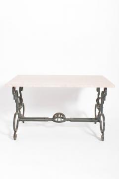 Green hammered iron coffee table 1940s  - 4539698