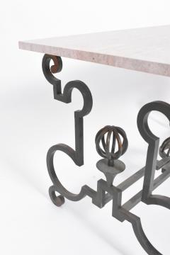 Green hammered iron coffee table 1940s  - 4539700