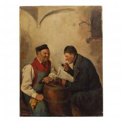 HEDWIG OEHRING Painting of Men Conversing by Hedwig Oehring German 1855 1907  - 4458264