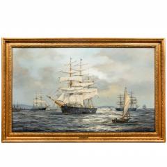 Henry Scott Down Easter Harvey Mills in Boston Harbor Henry Scott R S A  - 4458051