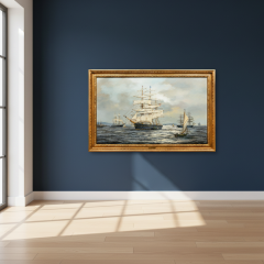 Henry Scott Down Easter Harvey Mills in Boston Harbor Henry Scott R S A  - 4458055