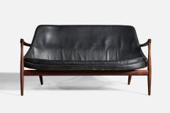 Ib Kofod Larsen Elizabeth Settee with Leather and Rosewood Denmark 1950s - 4768181