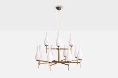 Italian Designer Chandelier with Brass and Glass Italy 1950s - 4775764