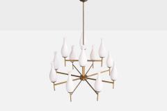 Italian Designer Chandelier with Brass and Glass Italy 1950s - 4775765