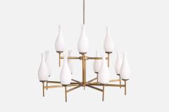 Italian Designer Chandelier with Brass and Glass Italy 1950s - 4775766