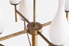 Italian Designer Chandelier with Brass and Glass Italy 1950s - 4775768