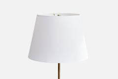 Italian Designer Floor Lamp with Brass Marble and Fabric Italy 1950s - 4777195