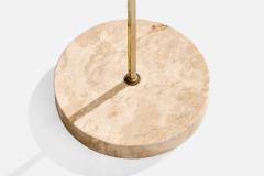 Italian Designer Floor Lamp with Brass Marble and Fabric Italy 1950s - 4777198