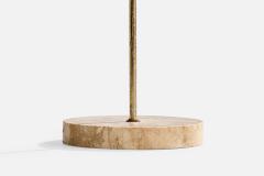 Italian Designer Floor Lamp with Brass Marble and Fabric Italy 1950s - 4777199