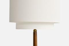 Italian Designer Floor Lamp with Brass Wood and Fabric Italy 1940s - 4777360