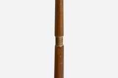 Italian Designer Floor Lamp with Brass Wood and Fabric Italy 1940s - 4777361