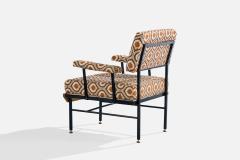 Italian Designer Lounge Chairs with Fabric Metal and Wood Italy 1960s - 4784767