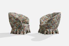 Italian Designer Lounge Chairs with Fabric and Brass Italy 1950s - 4784880