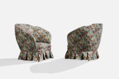 Italian Designer Lounge Chairs with Fabric and Brass Italy 1950s - 4784882