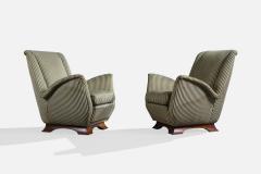 Italian Designer Lounge Chairs with Fabric and Wood Italy 1940s - 4784841
