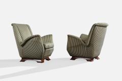 Italian Designer Lounge Chairs with Fabric and Wood Italy 1940s - 4784842