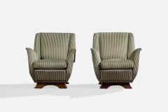 Italian Designer Lounge Chairs with Fabric and Wood Italy 1940s - 4784843