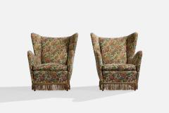 Italian Designer Lounge Chairs with Fabric and Wood Italy 1950s - 4784808