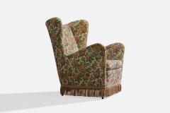 Italian Designer Lounge Chairs with Fabric and Wood Italy 1950s - 4784809