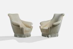 Italian Designer Lounge Chairs with Fabric and Wood Italy 1950s - 4784847