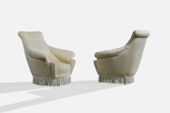 Italian Designer Lounge Chairs with Fabric and Wood Italy 1950s - 4784848