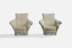 Italian Designer Lounge Chairs with Fabric and Wood Italy 1950s - 4784849