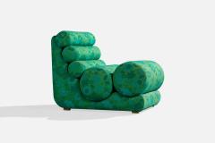 Italian Designer Lounge Chairs with Fabric and Wood Italy 1970s - 4785298